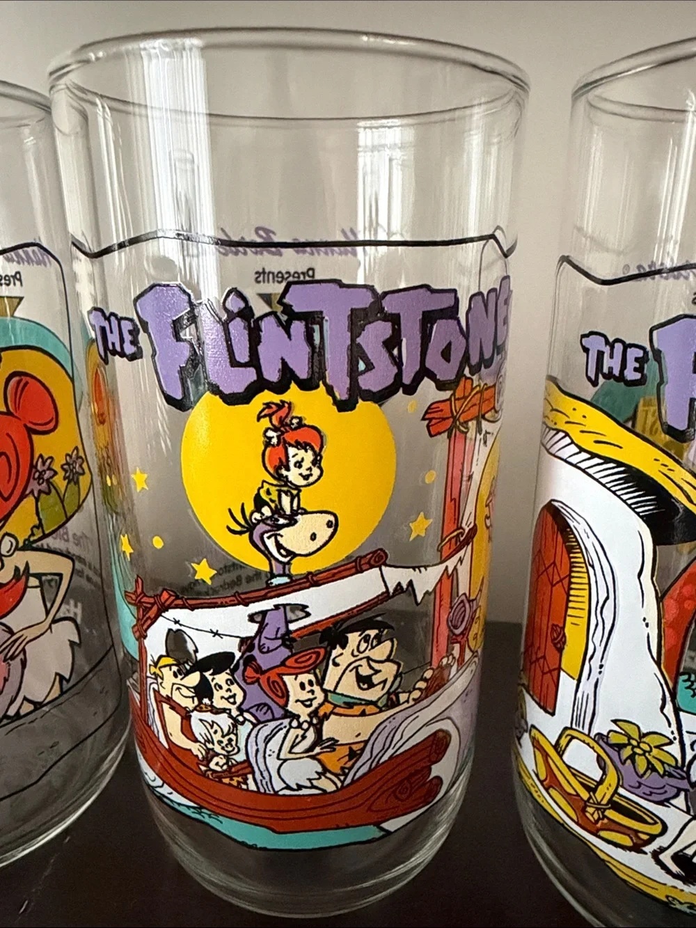 The Flintstones Collectible Glass Tumbler - Colorful Cartoon Set